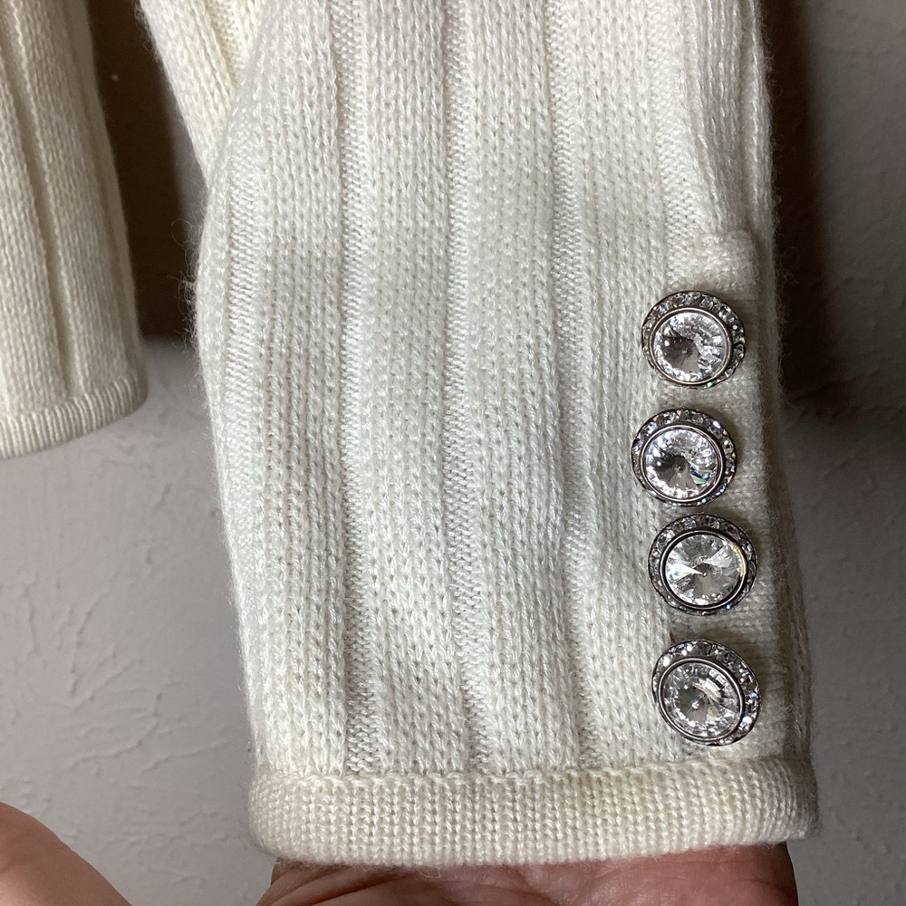 Valentino Ribbed Cardigan Rhinestone Buttons S - Picture 4 of 7